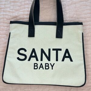 🎄Santa Baby Canvas Tote - Black and Cream